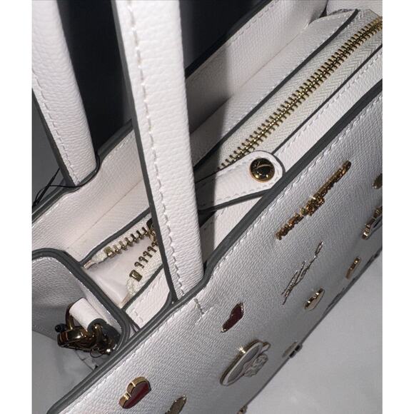 KARL LAGERFELD PARIS MAYBELLE DUO TOP HANDLE SATCHEL PURSE CROSSBODY WHT PIN NWT - Picture 10 of 11